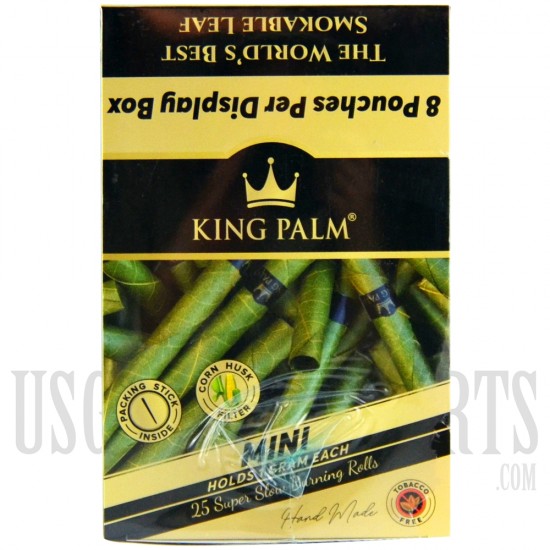 KP-110 King Palms Mini Rolls Leaf | Corn Husk Filter | 25 Count | 8 Pouches Per Display Box