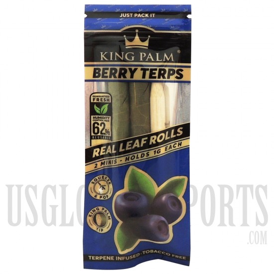 KP-117 King Palms All Natural Hand Rolled Leaf | 2 Mini Rolls | 20 Pack | Berry Terps