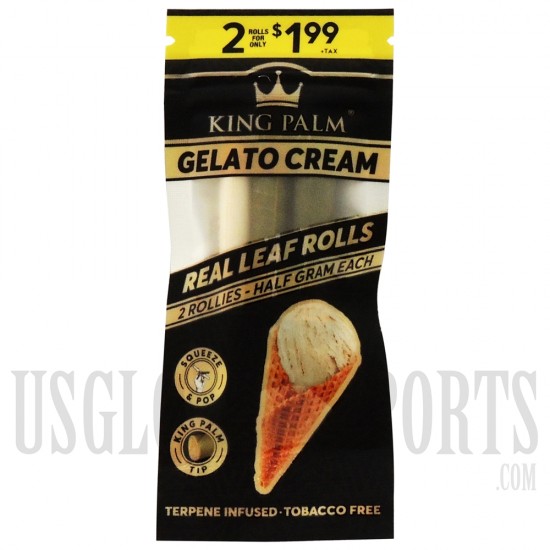 KP-125 King Palms All Natural Hand Rolled Leaf | 2 Mini Rolls | 20 Pack | Gelato Cream
