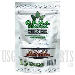 OPMS. Silver. Malay Special Reserve Kratom. 15 Grams. 30 Caps