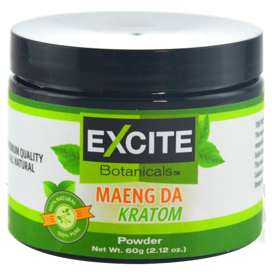 KT-124 Excite Botanicals Kratom Powder. 60 gram. Maeng Da or Bali