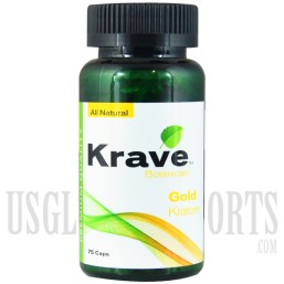 Krave Botanicals. Premium Quality Kratom. Gold. 75 Caps