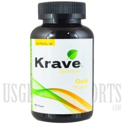 Krave Botanicals. Premium Quality Kratom. Gold. 150 Caps