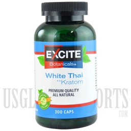 KT-143 Excite Botanicals. White Thai Kratom. 300 Caps