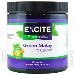 KT-181 Excite Botanicals Kratom Powder. 60gram. Green Malay