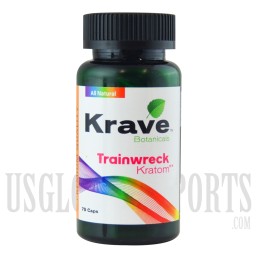 Krave Botanicals. Premium Quality Kratom. Trainwreck. 75 Caps