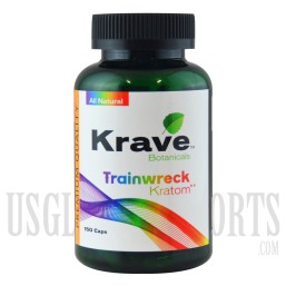 Krave Botanicals. Premium Quality Kratom. Trainwreck. 150 Caps