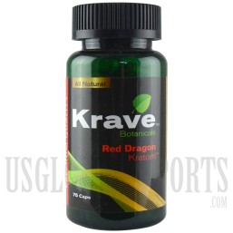 Krave Botanicals. Premium Quality Kratom. Red Dragon. 75 Caps