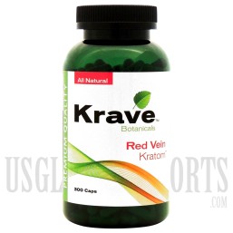 Krave Botanicals. Premium Quality Kratom. Red Vein. 300 Caps
