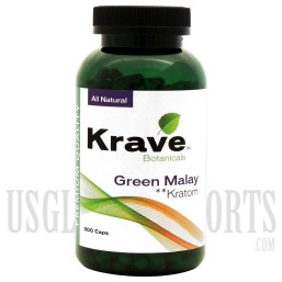 Krave Botanicals. Premium Quality Kratom. Green Malay. 300 Caps