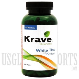 Krave Botanicals. Premium Quality Kratom. White Thai. 300 Caps