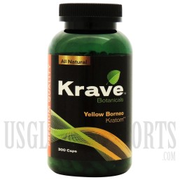 Krave Botanicals. Premium Quality Kratom. Yellow Borneo. 300 Caps