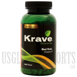 Krave Botanicals. Premium Quality Kratom. Red Hulu. 300 Caps