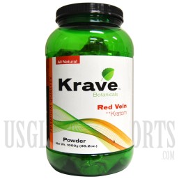Krave Botanicals. Premium Quality Kratom. Red Vein. 1000g - 35.2 oz