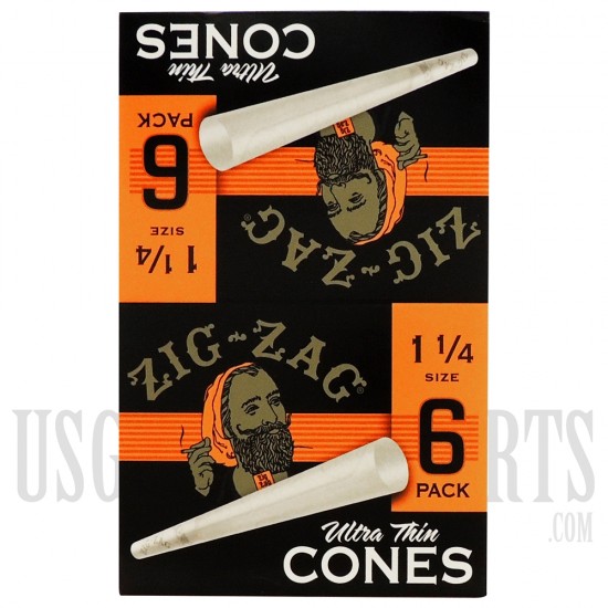 PZZ-10 Zig Zag Ultra Thin | 1 1/4 Size | 24 Pack Of 6 Cones