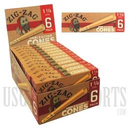 PZZ-11 Zig Zag Unbleached | 1 1/4 Size | 24 Pack Of 6 Cones