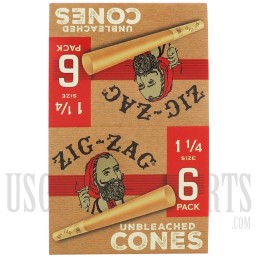 PZZ-11 Zig Zag Unbleached | 1 1/4 Size | 24 Pack Of 6 Cones