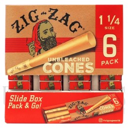 PZZ-12 Zig Zag Unbleached | 1 1/4 Size | 36 Pack Of 6 Cones