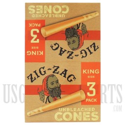 PZZ-13 Zig Zag Unbleached | King Size | 24 Pack Of 3 Cones