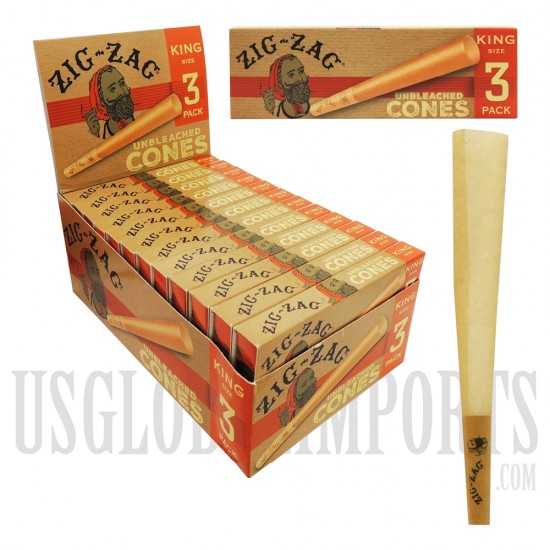 PZZ-13 Zig Zag Unbleached | King Size | 24 Pack Of 3 Cones