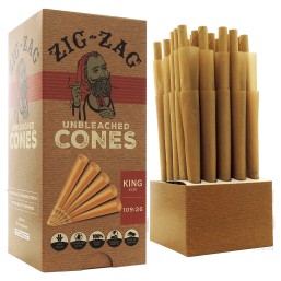 PZZ-7 Zig Zag King Unbleached Cones | King Size | 50 Cones