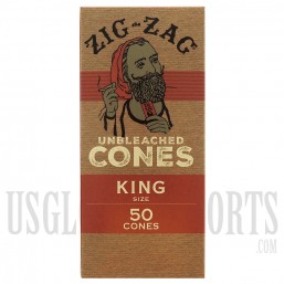PZZ-7 Zig Zag King Unbleached Cones | King Size | 50 Cones