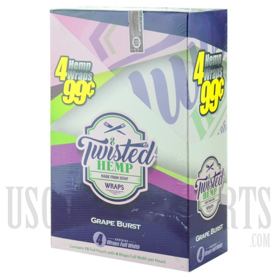 TH-002 Twisted Flavored Wraps. 15 Pouches. 4 Wraps Each. Many Flavors Available.