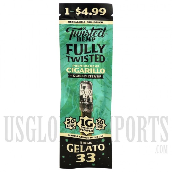 TH-004 Twisted Hemp Fully Twisted Flavored Wraps | 10 Packs - 1 Count | Glass Filter Tip